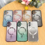 iPhone 16 Glitter Shockproof MagSafe Case - Bling Clear TPU Cover for MagSafe Charging