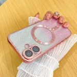 iPhone 16 Glitter Shockproof MagSafe Case - Bling Clear TPU Cover for MagSafe Charging