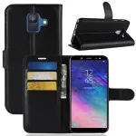 Samsung Galaxy A6 2018 Leather Flip Wallet Case - Glitter Phone Pouch Black