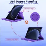 Samsung Galaxy Tab S10 Ultra 360° Rotating Stand Purple Case with Full Protection