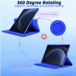 Samsung Galaxy Tab S9 case with 360° Rotating Adjustable Stand - Navy Blue Design