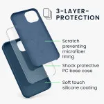 Soft Gel Liquid Silicone iPhone 13 Back Cover in Dark Blue Design – Durable, Slim Fit Protection