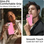 Upgrade Your iPhone 13 Pro with a Stylish Pink Soft Silicone Case - Slim and Durable Design