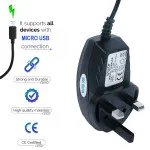 3 Pin Micro UK Mains Travel Charger 1Amp - 5V AC with LED Indicator