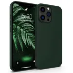 Elegant and Protective Soft Liquid Silicone Cover for iPhone 13 Pro in Dark Green Design