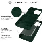 Elegant and Protective Soft Liquid Silicone Cover for iPhone 13 Pro in Dark Green Design