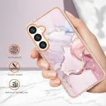 Luxury Samsung Galaxy S25 Case - Marble Rose Gold Phone Cover