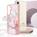 Luxury Samsung Galaxy S25 Case - Marble Rose Gold Phone Cover