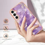 For Samsung Galaxy S25 Marble Case in Purple Design- Unique and Eye-Catching