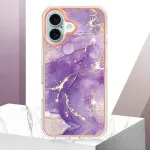 iPhone 16 TPU Slim Case – Shockproof Silicone Bumper, Marble Purple Protective Cover