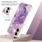 iPhone 16 TPU Slim Case – Shockproof Silicone Bumper, Marble Purple Protective Cover