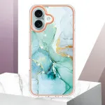 Slim Shockproof iPhone 16 Case, TPU Silicone Bumper, Flexible Marble Green Protective Cover for Men & Women