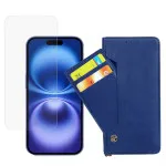 Navy Leather Wallet Case for iPhone 16 Pro – Card Slot Holder & Shockproof Protection