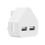 Dual USB Charger 3 Pin Mains 2.1Amp Fast Triangle Wall Plug UK Adapter