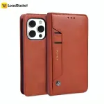 iPhone 16 Pro Max Brown Leather Wallet Case – RFID Protection, Card Slot & Magnetic Closure