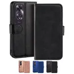 OPPO A60 Leather Case with Kickstand & Multi-Card Slots - Leather Folio Wallet Cover