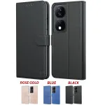 Elegant Leather Wallet Cover For Honor 90 Smart with Card Slots and Magnetic Closure