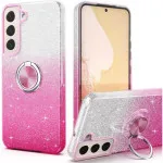 Samsung Galaxy S25 Glitter Case, Slim Fit with 360° Ring Holder & Magnetic Kickstand – Shockproof Pink Cover