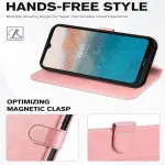 Leather Wallet Case For Nokia C21 Plus With 2 Pack Tempered Glass - Full Protection