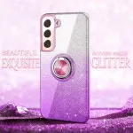 Galaxy S25 Plus Purple Glitter Case with 360° Ring Holder & Kickstand | Magnetic Car Mount Compatible