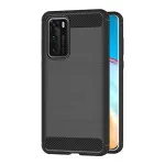 Case for Huawei P40 (6.1 Inch) Soft Silicone Carbon Fiber Texture Protective Cover, Shockproof Slim Phone Case (Black)