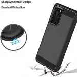 Case for Huawei P40 (6.1 Inch) Soft Silicone Carbon Fiber Texture Protective Cover, Shockproof Slim Phone Case (Black)