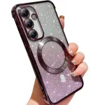 Samsung Galaxy S25 Plus Glitter Magsafe Case with Shockproof Magnetic Bumper