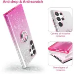 Glitter Sparkly Case for S25 Ultra with 360° Ring Holder & Kickstand Pink | UK