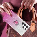 Glitter Sparkly Case for S25 Ultra with 360° Ring Holder & Kickstand Pink | UK