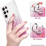 Glitter Sparkly Case for S25 Ultra with 360° Ring Holder & Kickstand Pink | UK