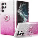 Glitter Sparkly Case for S25 Ultra with 360° Ring Holder & Kickstand Pink | UK