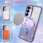 Samsung Galaxy S25 Plus Glitter Magsafe Case with Shockproof Magnetic Bumper