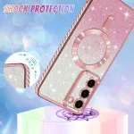 Samsung Galaxy S25 Plus Glitter Magsafe Case with Shockproof Magnetic Bumper