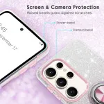 Samsung Galaxy S25 Ultra Glitter Case with 360° Ring Holder & Kickstand, Shockproof, Purple | UK