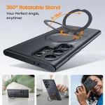 Shockproof Samsung Galaxy S25 Ultra MagSafe Case with Built-In Ring Stand