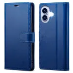 iPhone 16 Leather Wallet Case For All Models with RFID Blocking Card Holder and Folio Flip Kickstand