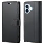 iPhone 16 Leather Wallet Case For All Models with RFID Blocking Card Holder and Folio Flip Kickstand