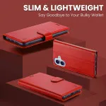 iPhone 16 Leather Wallet Case For All Models with RFID Blocking Card Holder and Folio Flip Kickstand