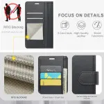 iPhone 16 Leather Wallet Case For All Models with RFID Blocking Card Holder and Folio Flip Kickstand