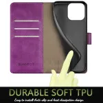 iPhone 16 Leather Wallet Case For All Models with RFID Blocking Card Holder and Folio Flip Kickstand