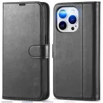 Apple iPhone 13 Leather Wallet Case For All Models with Kickstand & Magnetic Closure