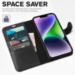 Apple iPhone 13 Leather Wallet Case For All Models with Kickstand & Magnetic Closure