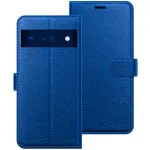 Google Pixel 6 Pro Leather Wallet Case with Kickstand & Card Holder