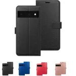 Google Pixel 6 Pro Leather Wallet Case with Kickstand & Card Holder