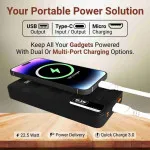 10000mAh Powerbank with PD 22.5W Qualcomm Quick Charge – Fast Charging for iPhone & Android