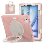 iPad Air 4 & Pro 11 2022 Shockproof Case - Silicone Hybrid with Pencil Holder & Rotating Stand | Rose