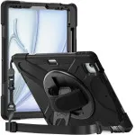 iPad Air 4/Pro 11 Rugged Silicone Case - Heavy Duty Protection with Stand & Grip | Black