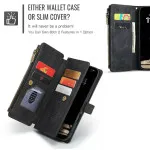 Zipper Wallet Case for iPhone 16 Pro Max with Kickstand, Flip Cover & Hand Strap - Black