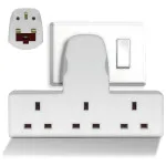 Triple Plug Extension Socket UK | 3-Way Multi-Plug Adaptor with Strip Design | Power Adapter