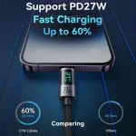 27W Type-C to Lightning Cable – Fast Charging & PD Compatible with iPhone & LED Indicator